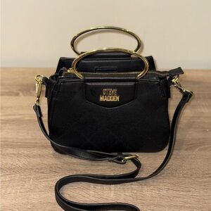Steve Madden Black Crossbody Bag with Gold Handles